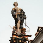 A lady justice statue that talks about the "convicted with appeal pending".